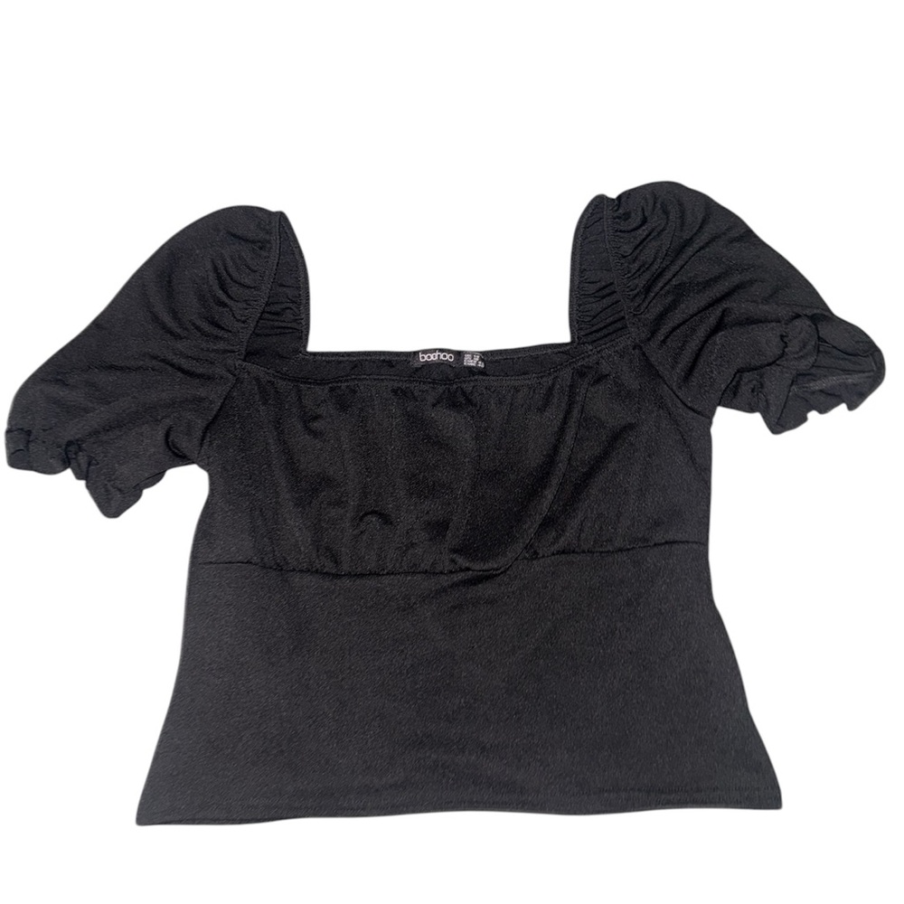 Black Puff Sleeve Top by Boohoo